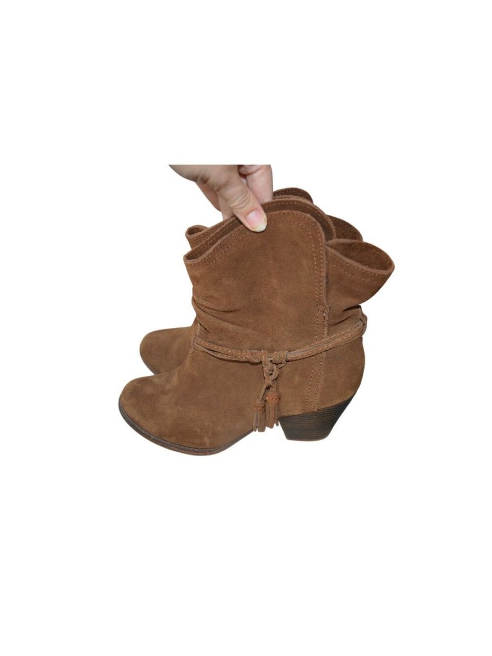 Bakers Defiant Brown Leather Slouch Tassel Detail Pull On Booties Womens Size 10